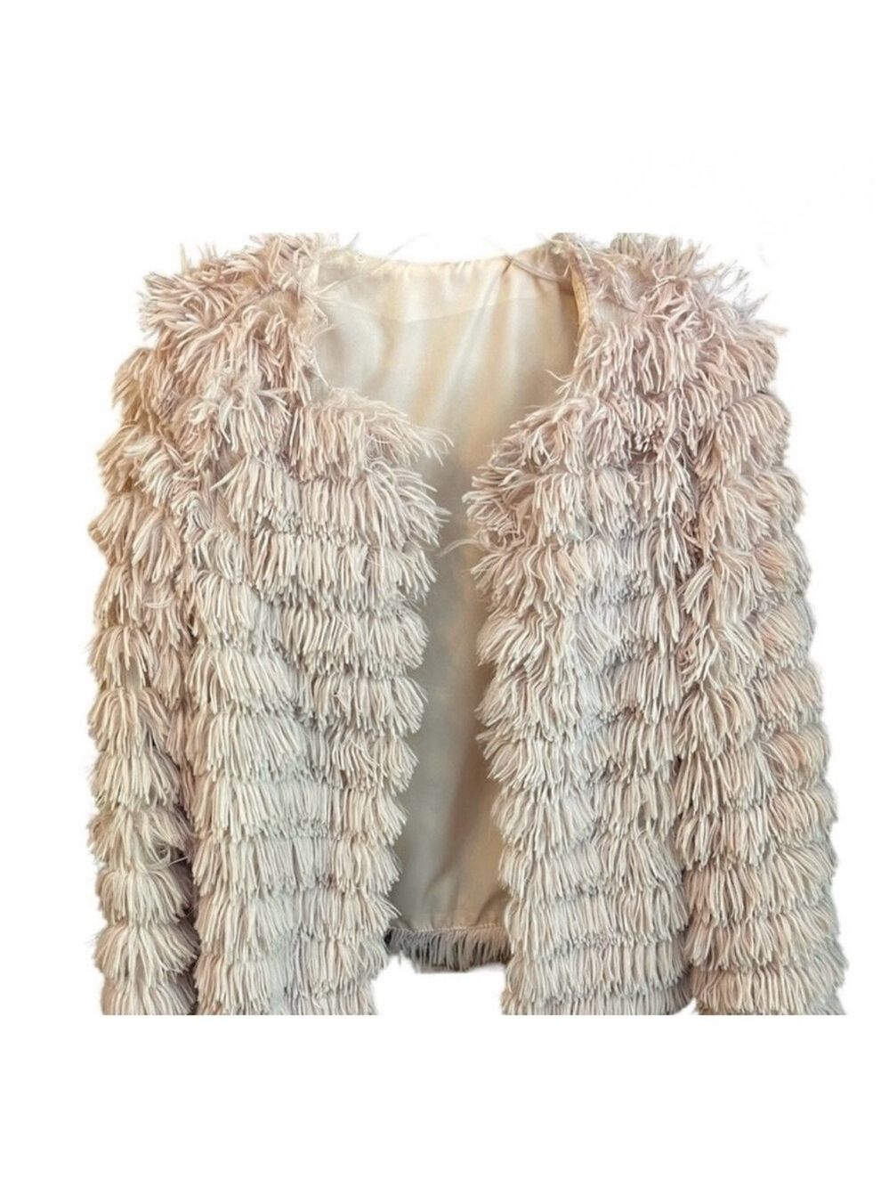 Vintage Shaggy Faux Fur Jacket - Creamy Beige - Picture 1 of 8